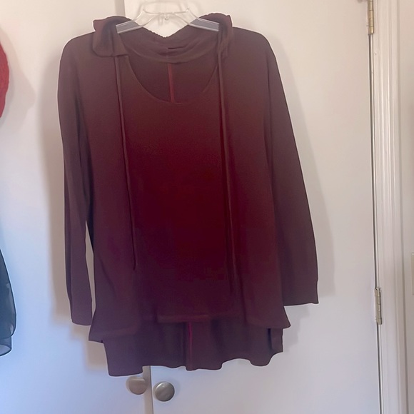 Maroon asymmetrical hoodie, 1X - Picture 1 of 4